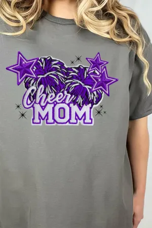 Purple Cheer Mom Short Sleeve Relaxed Fit T-Shirt