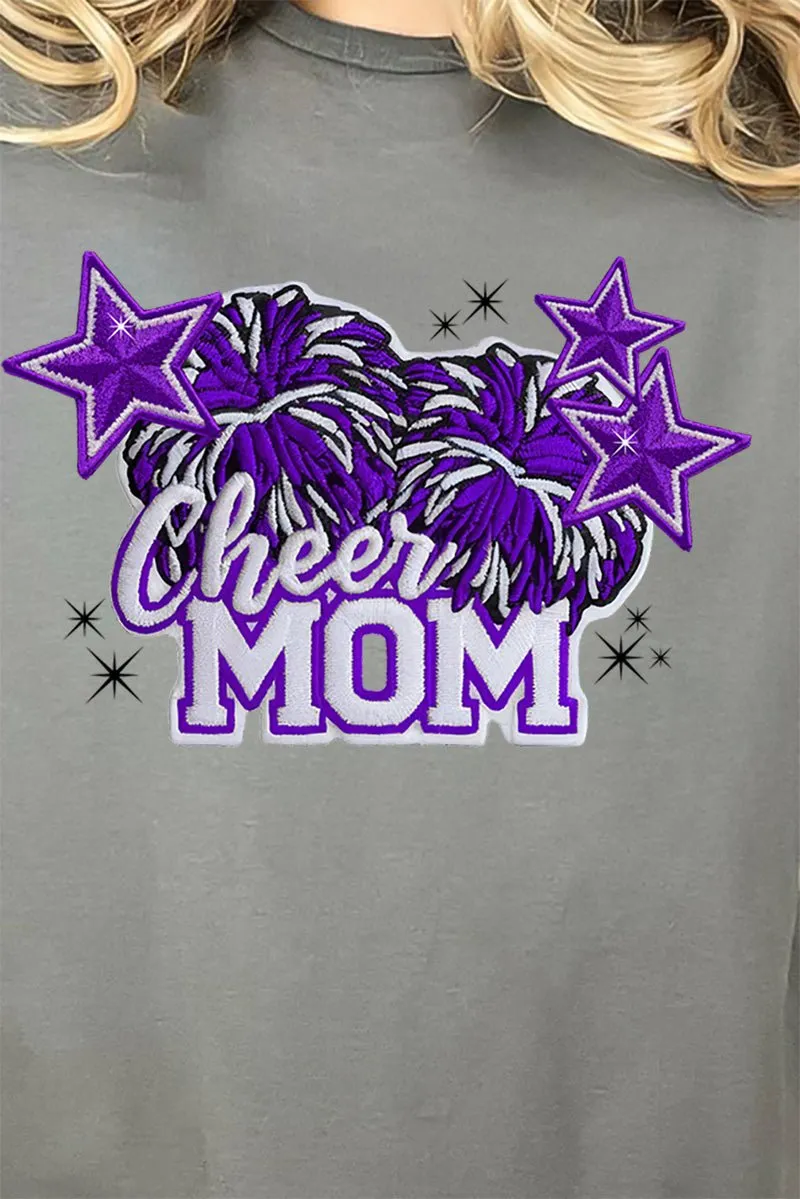 Purple Cheer Mom Short Sleeve Relaxed Fit T-Shirt