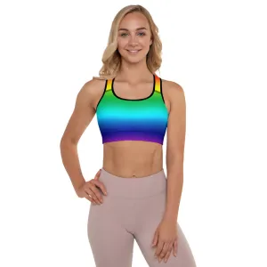 Rainbow Horizontal Ombre Backpack, Women's Padded Best Sports Bra- Made in USA/EU