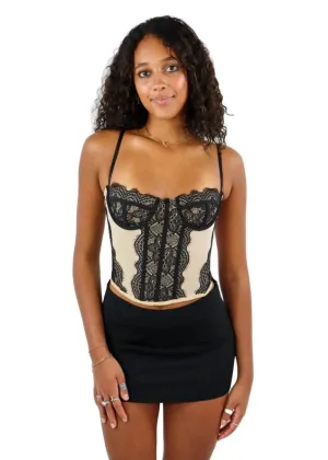 Rock N Rags - "Confessions" Corset Top - Nude - Corset Lace Detail