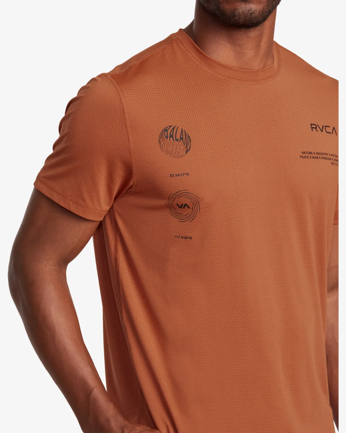 RVCA Runner Technical Short Sleeve Top - Terracotta