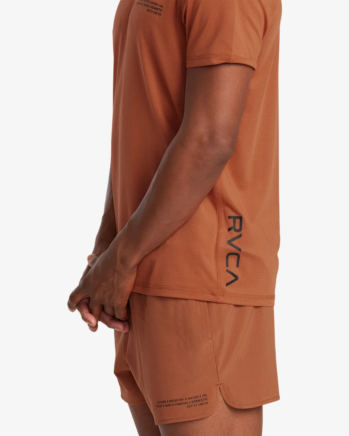 RVCA Runner Technical Short Sleeve Top - Terracotta