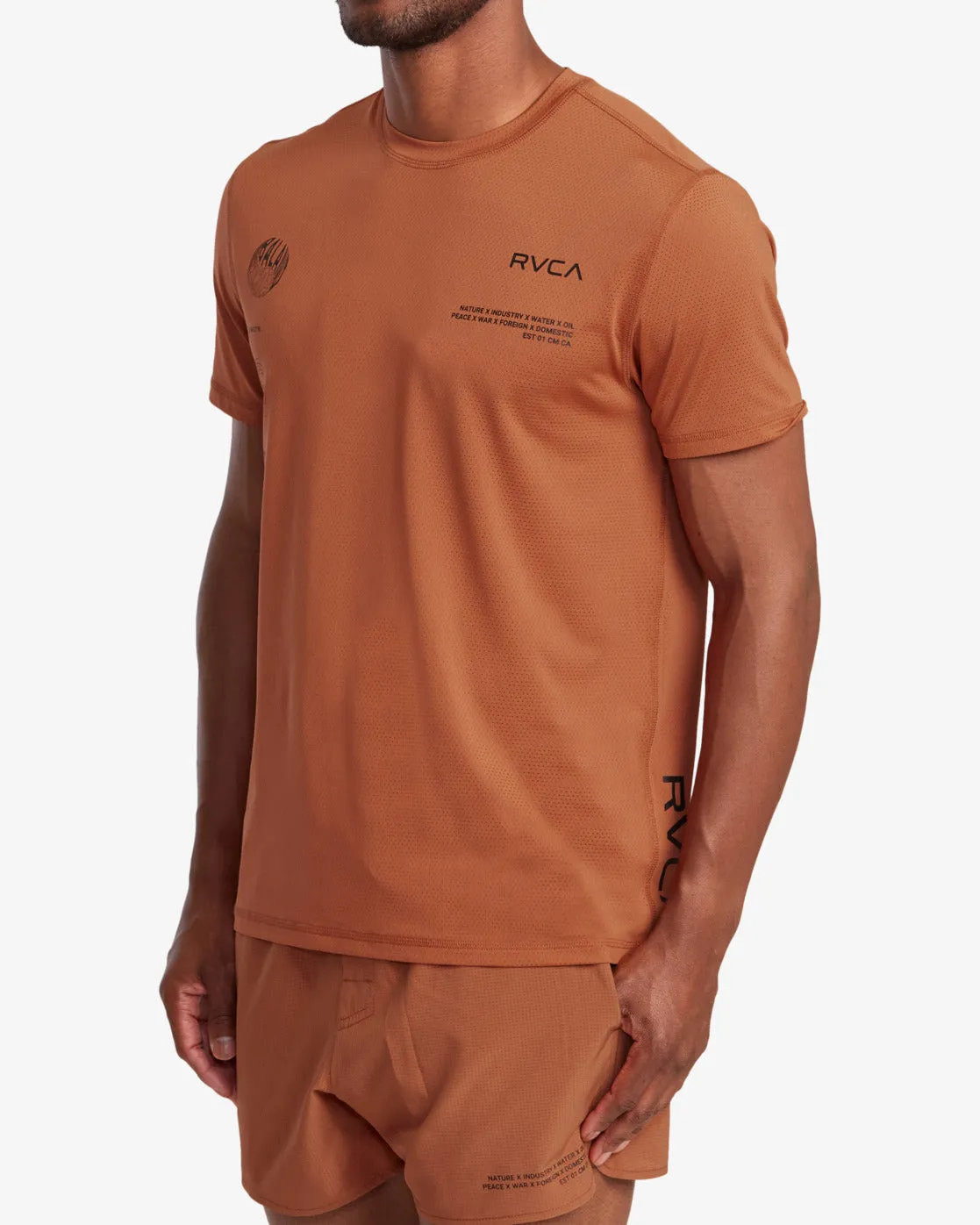 RVCA Runner Technical Short Sleeve Top - Terracotta