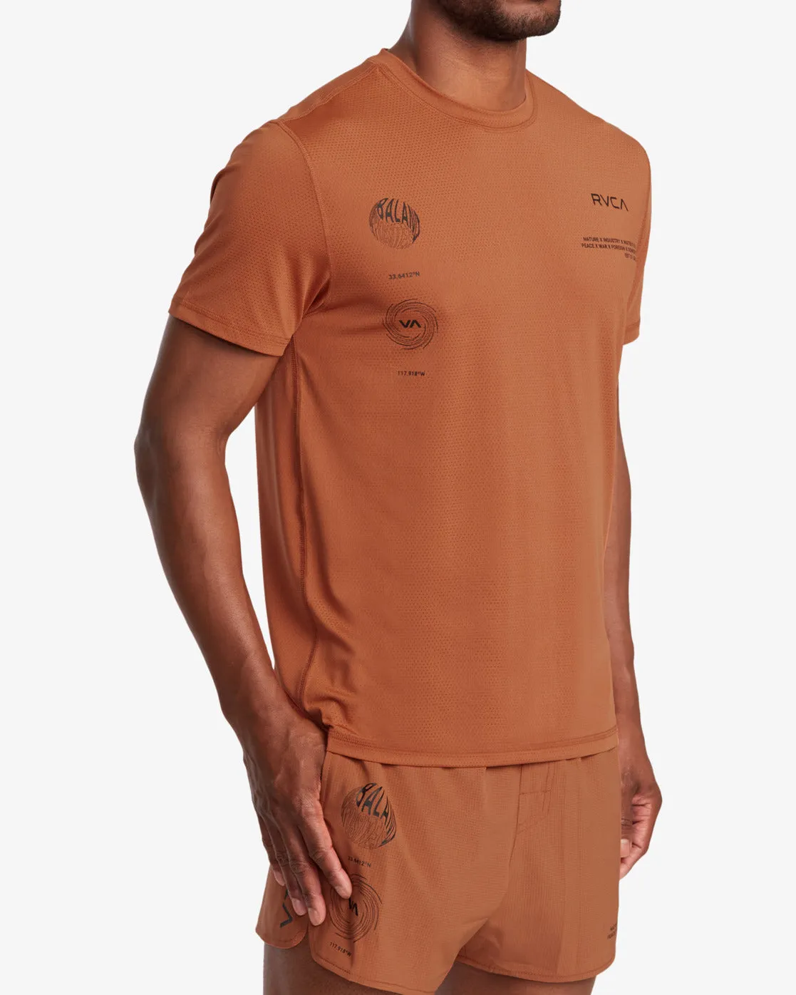 RVCA Runner Technical Short Sleeve Top - Terracotta