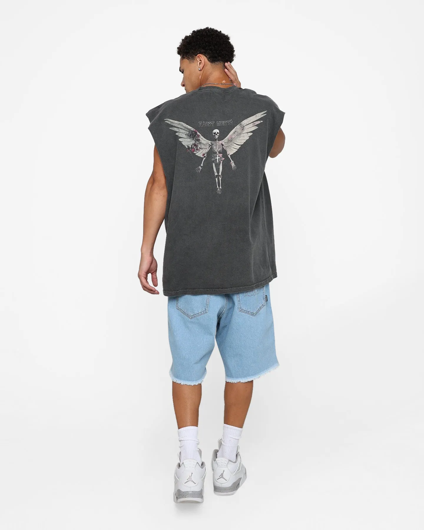 Saint Morta Momento Mori Muscle T-Shirt Black Wash