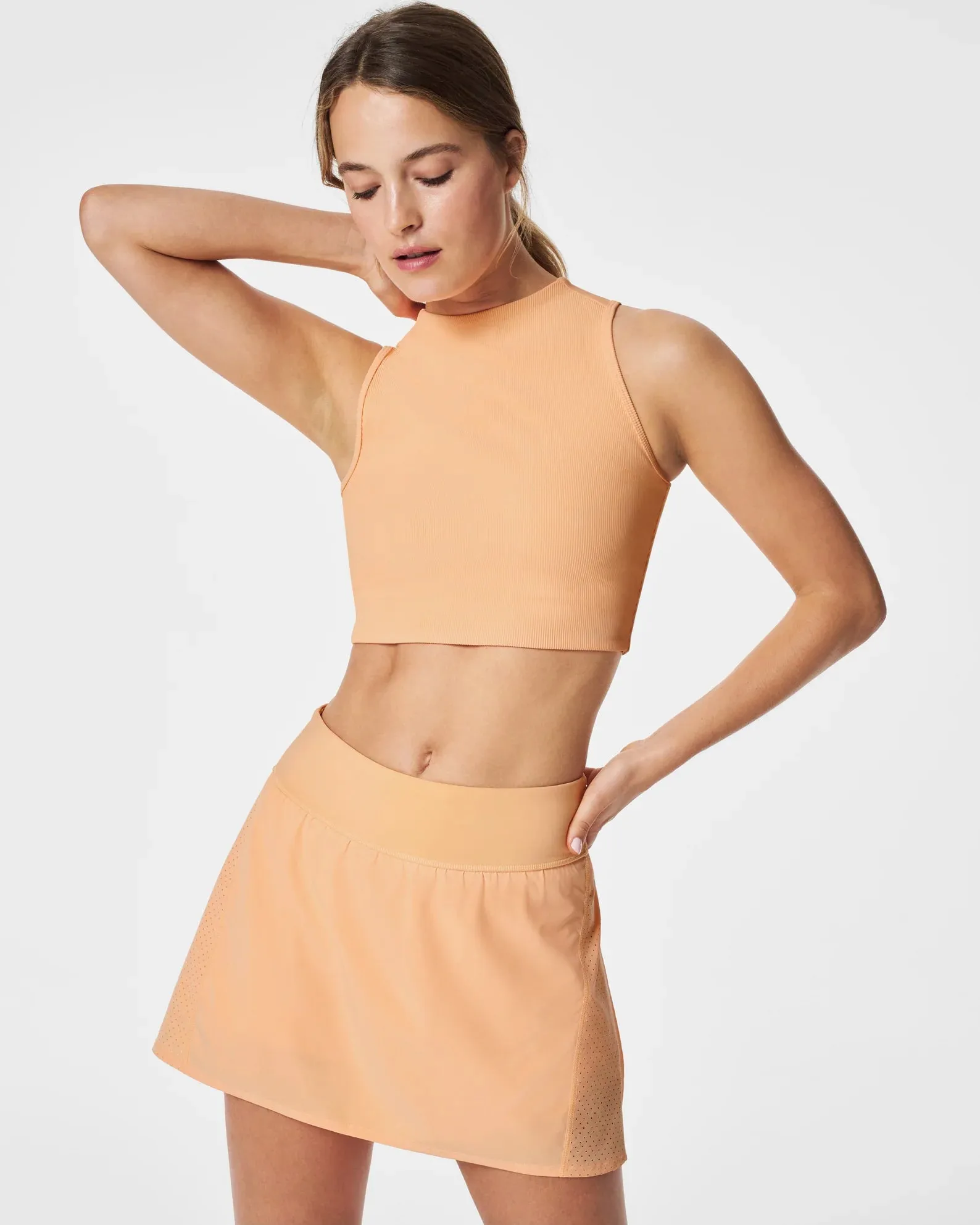 Spanx Contour Rib Mock Neck Crop Top