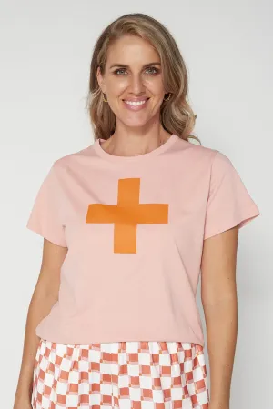 Stella   Gemma - T Shirt - Old Rose W/Caramel Cross