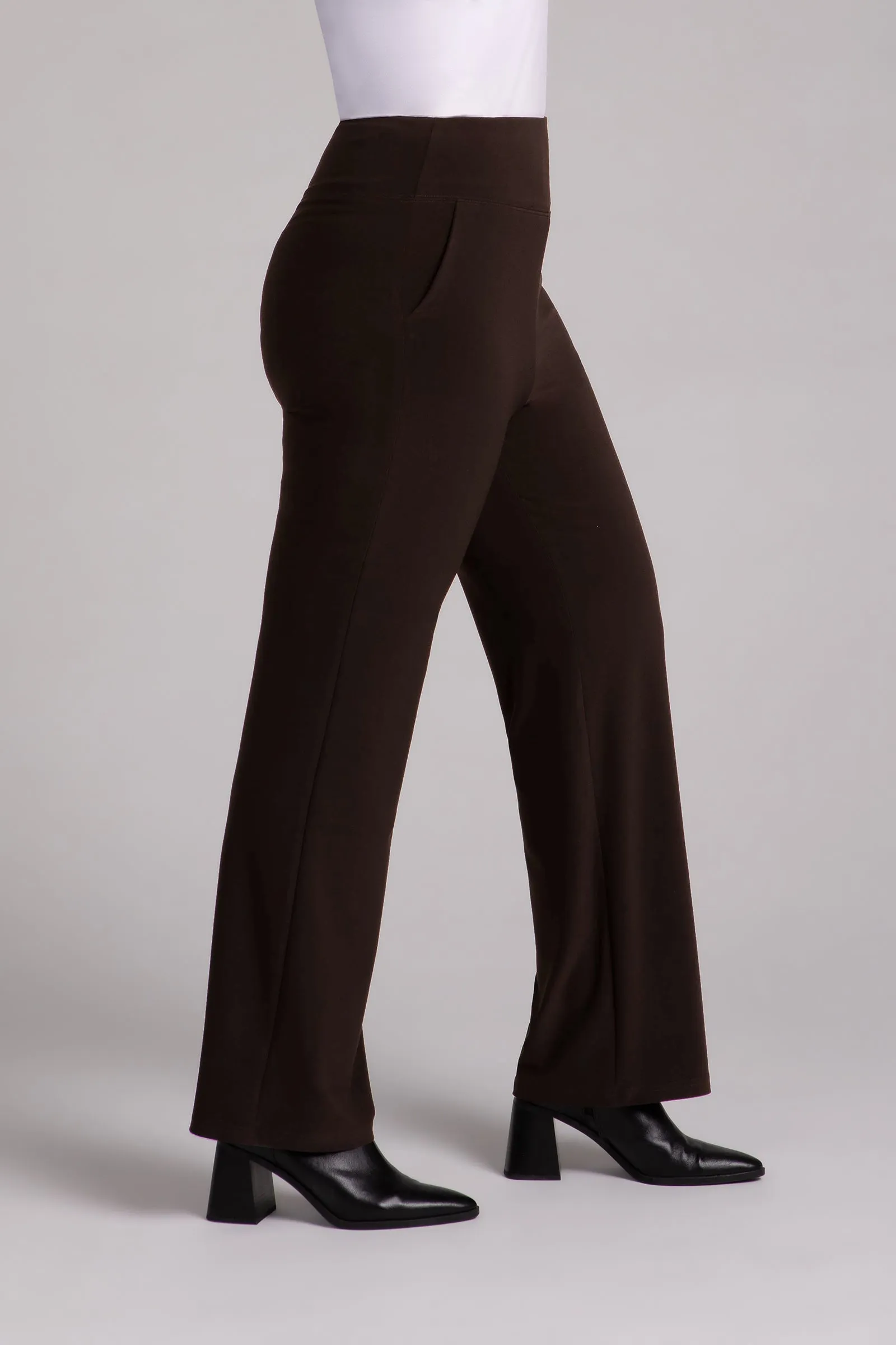 Straight Leg Pant with Yoke | Chocolate