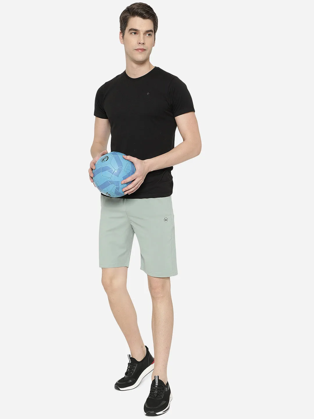 Subtle Green Solid Slim Fit Shorts | JadeBlue