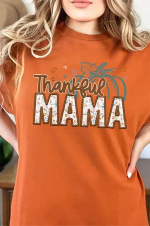 Thankful Mama Faux Embroidery Short Sleeve Relaxed Fit T-Shirt