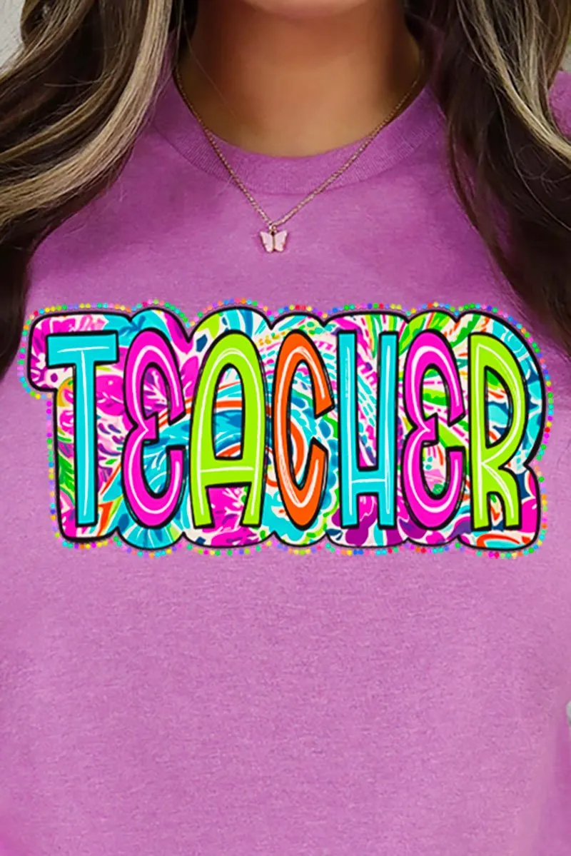 Tie Dye Teacher Short Sleeve Relaxed Fit T-Shirt