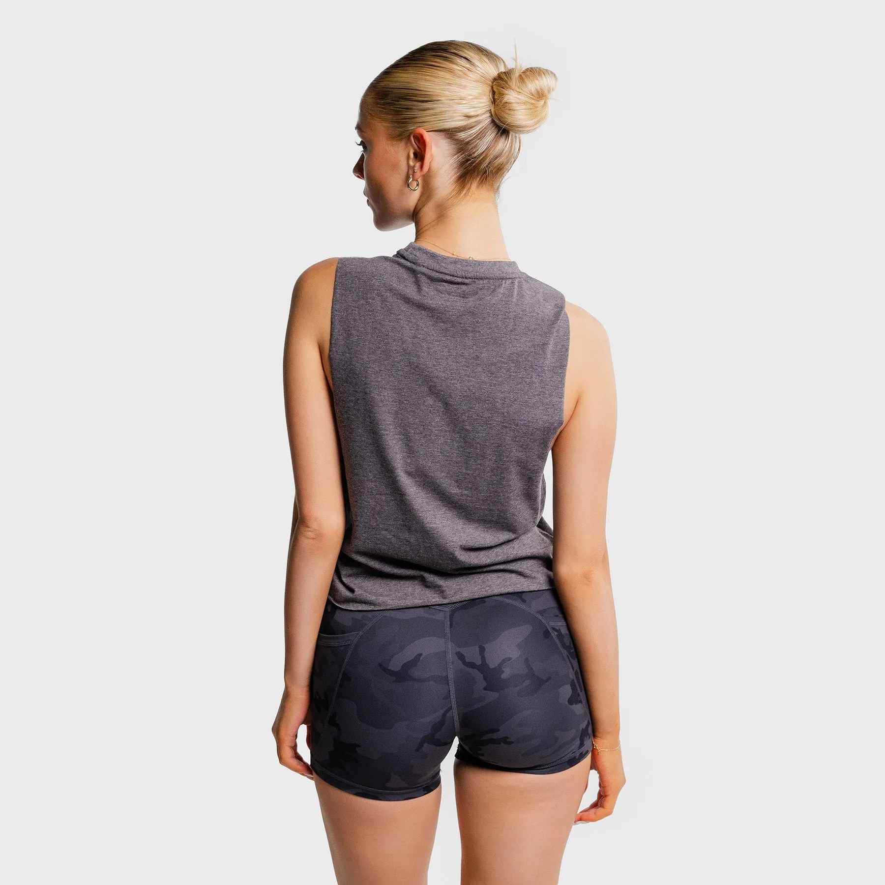 TWL - WOMEN'S SLASH CROP - ATHLETE - CHARCOAL MARL/BLACK