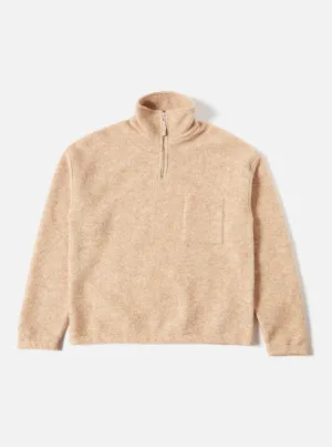 Universal Works Ramsay Quarter Zip in Stone Wool Fleece