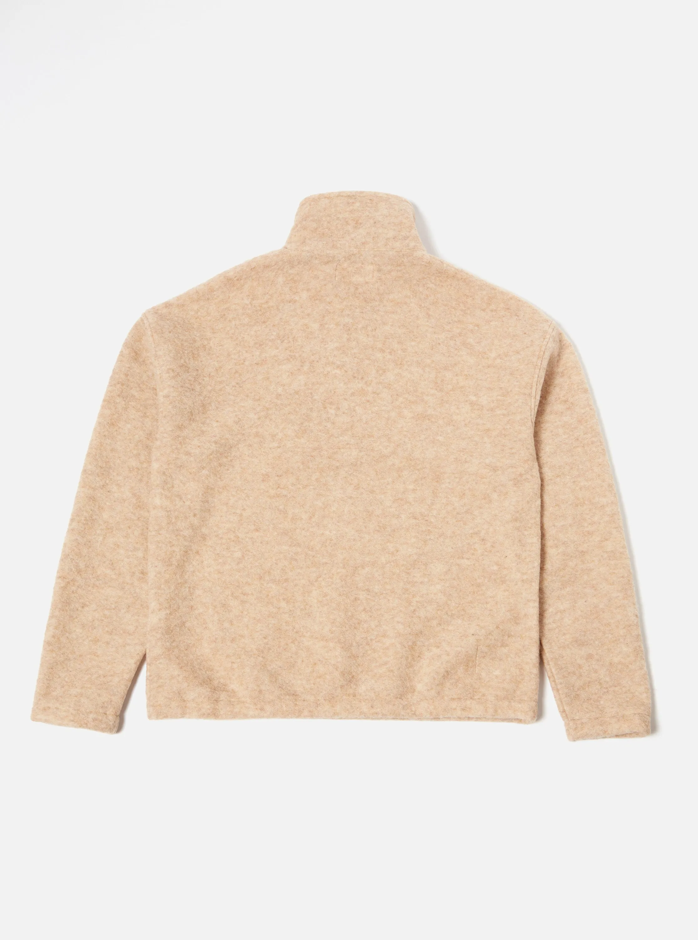 Universal Works Ramsay Quarter Zip in Stone Wool Fleece