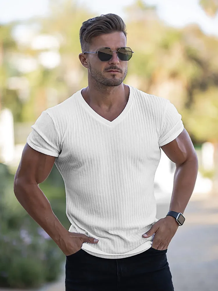 V-Neck Sports Breathable Bottoming Shirt Men'S Moisture Wicking T-Shirt