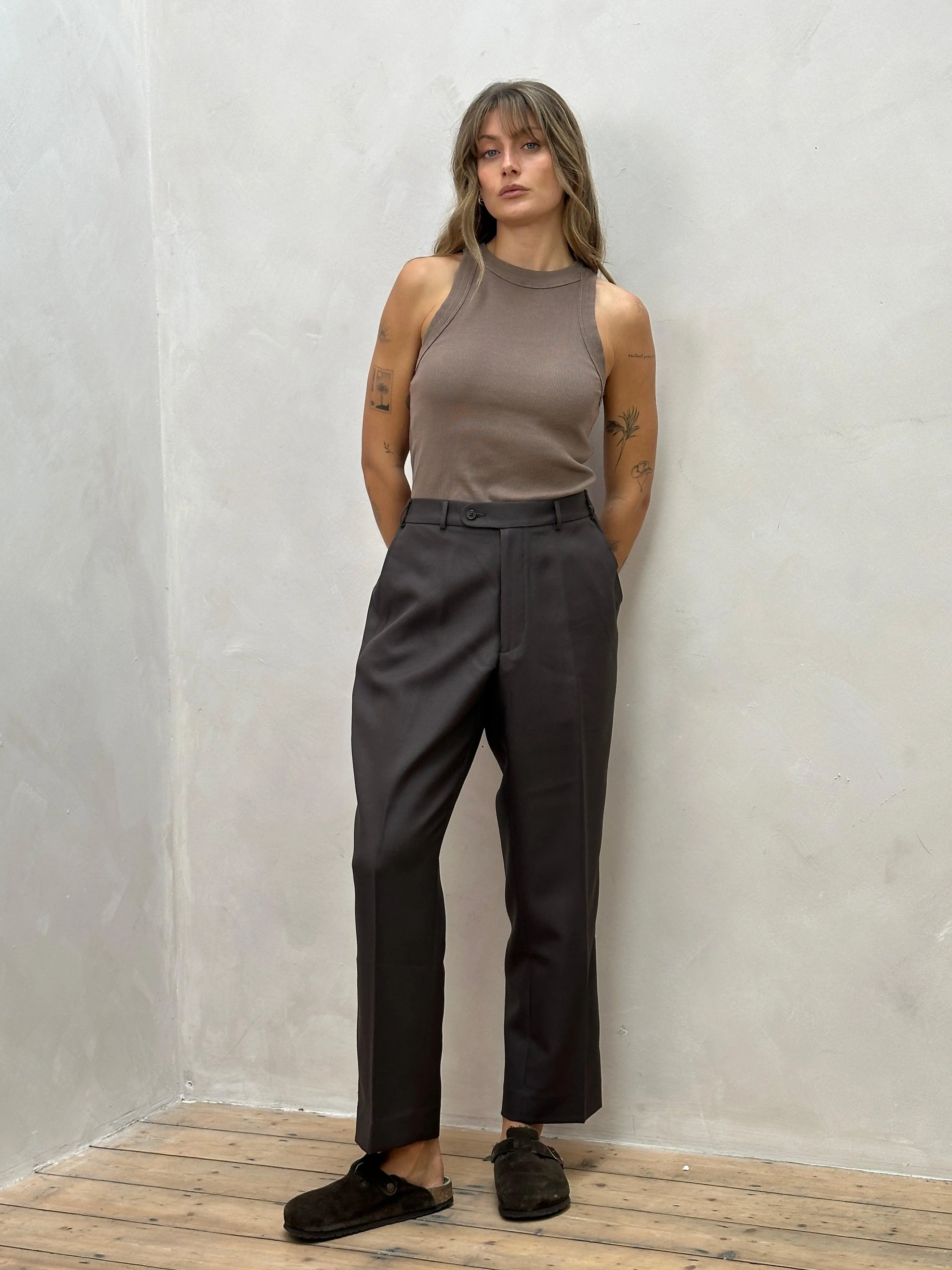 Vintage Elasticated Straight Leg Trousers - W32/36