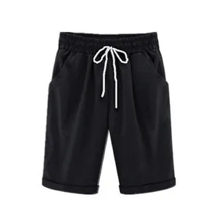 Women Elasticated Draw cord String Shorts - C6832US