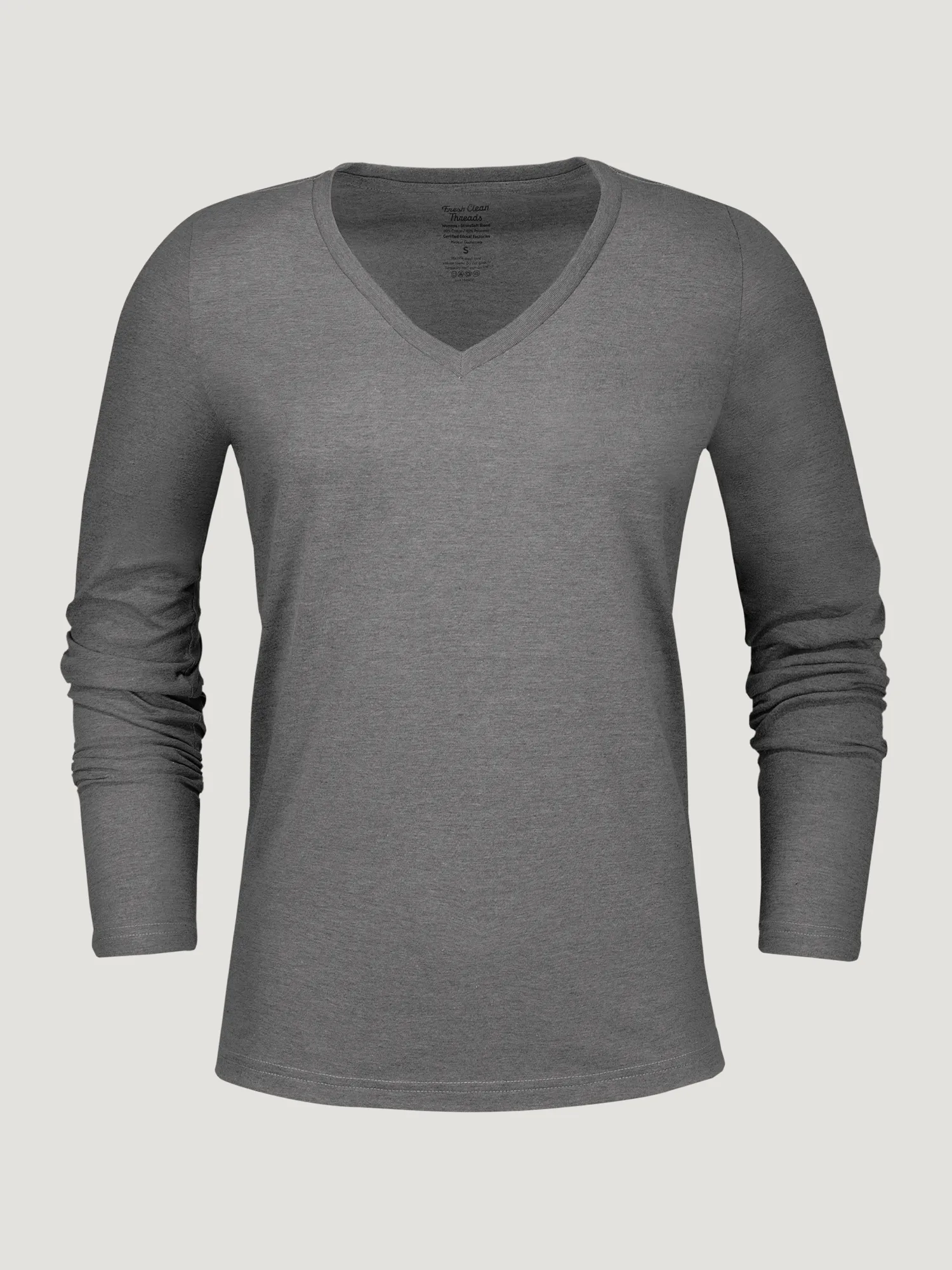 Women's Carbon Grey Long Sleeve V-Neck