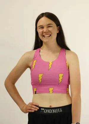 Women's Pink Bolts PWR Crop Top