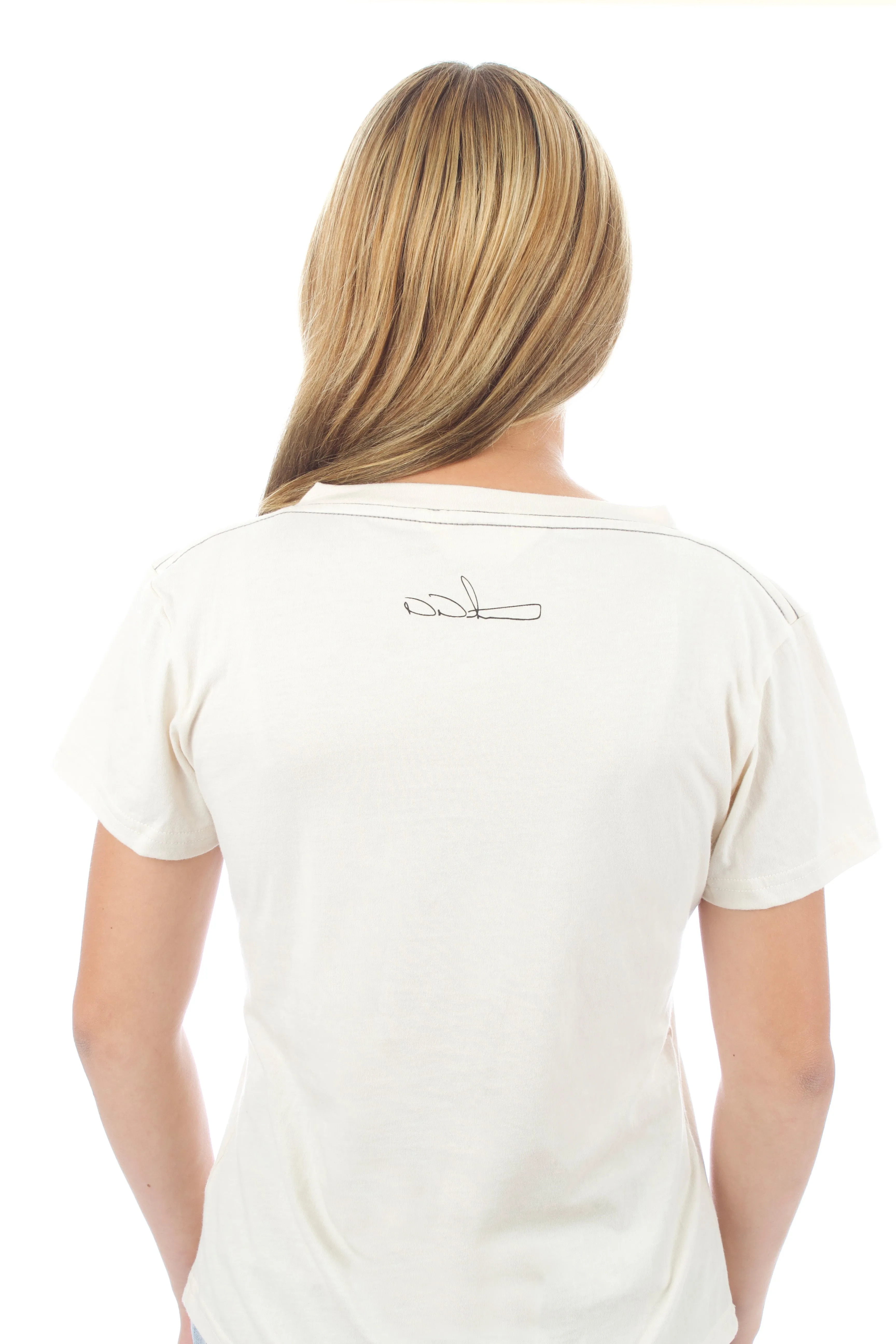 Women's V-Neck - Heart - Natural