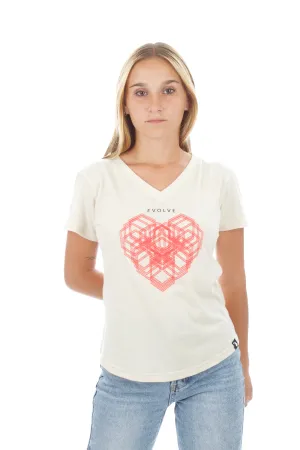 Women's V-Neck - Heart - Natural